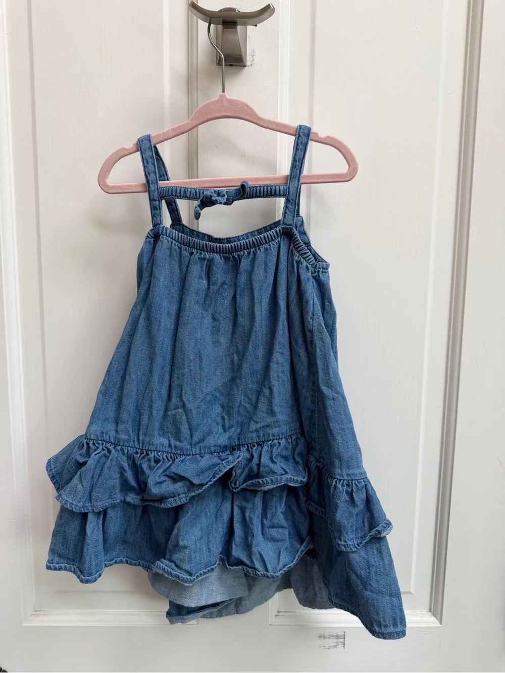 Old Navy 4T Girls Denim Blue Ruffle Hem Sleeveless Sundress Dress